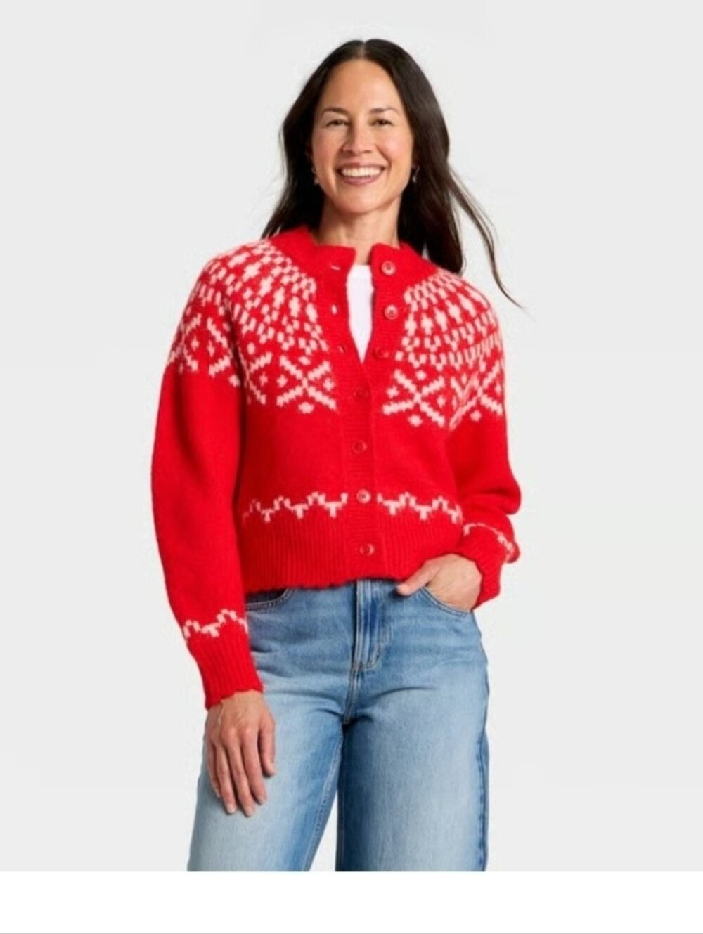 Universal Thread Women's Merriment Cardigan Sweater Red Size XL